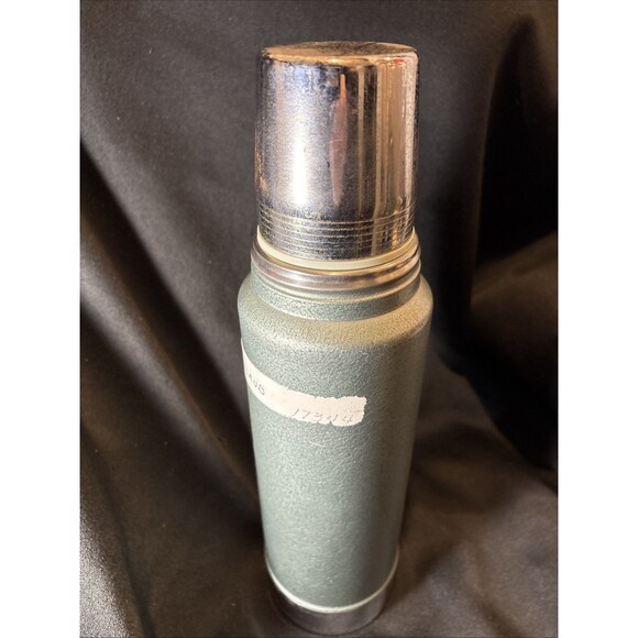 VTG Aladdin Stanley Thermos A-944C Quart No. 100 Cup No. 11 Stopper Green Steel - Picture 11 of 15